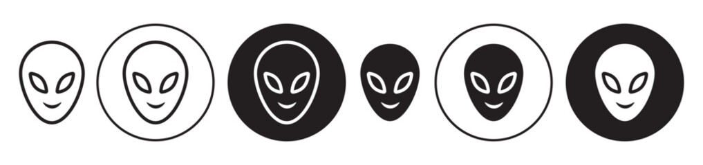 Alien face icon solid illustration, pictogram isolated on white design element.