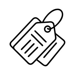 luggage tags line drawn beauty fashion industry. vector art - outline icon luggage tags, isolated white background