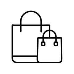 tote bags line drawn beauty fashion industry. vector art - outline icon tote bags, isolated white background