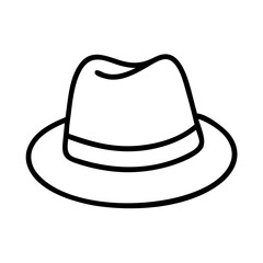 fedora hats line drawn beauty fashion industry. vector art - outline icon fedora hats, isolated white background