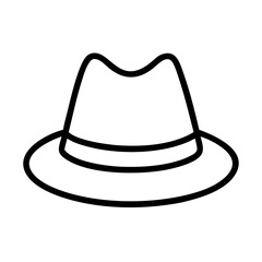 fedora hats line drawn beauty fashion industry. vector art - outline icon fedora hats, isolated white background