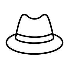 fedora hats line drawn beauty fashion industry. vector art - outline icon fedora hats, isolated white background