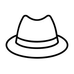 fedora hats line drawn beauty fashion industry. vector art - outline icon fedora hats, isolated white background