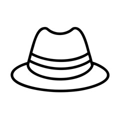 panama hats line drawn beauty fashion industry. vector art - outline icon panama hats, isolated white background