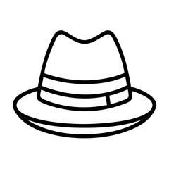 panama hats line drawn beauty fashion industry. vector art - outline icon panama hats, isolated white background