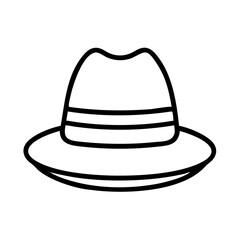 panama hats line drawn beauty fashion industry. vector art - outline icon panama hats, isolated white background