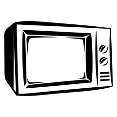 Black and white retro television set with classic design and styling