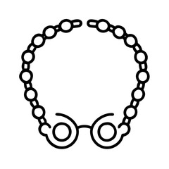 sunglass chains line drawn beauty fashion industry. vector art - outline icon sunglass chains, isolated white background