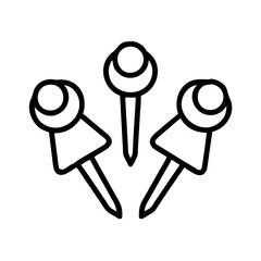 lapel pins line drawn beauty fashion industry. vector art - outline icon lapel pins, isolated white background