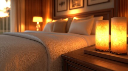 Cozy bedroom with warm lighting
