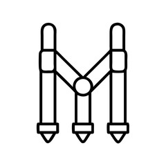 suspenders line drawn beauty fashion industry. vector art - outline icon suspenders, isolated white background
