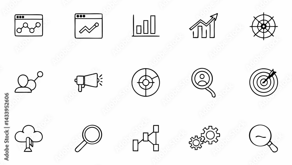 Poster seo optimisation set of web icons in line style s (1).eps