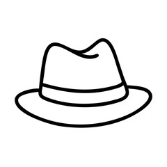 fedoras line drawn beauty fashion industry. vector art - outline icon fedoras, isolated white background