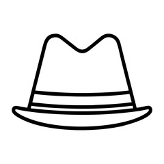 fedoras line drawn beauty fashion industry. vector art - outline icon fedoras, isolated white background
