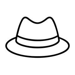 fedoras line drawn beauty fashion industry. vector art - outline icon fedoras, isolated white background