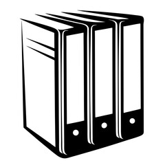 Black and White Illustration of a Set of Office Ring Binders