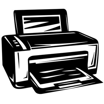 black and white printer printing paper clip art preview