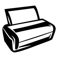 Stylized black and white printer illustration with modern and bold outlines