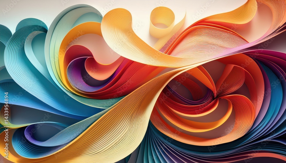 Poster dynamic swirls of colorful paper art creative studio digital artwork abstract design close-up visual