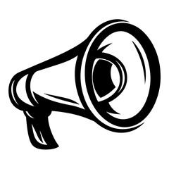 Stylized Black and White Megaphone Graphic Icon Illustration for Communication