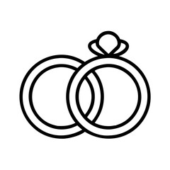 rings line drawn beauty fashion industry. vector art - outline icon rings, isolated white background