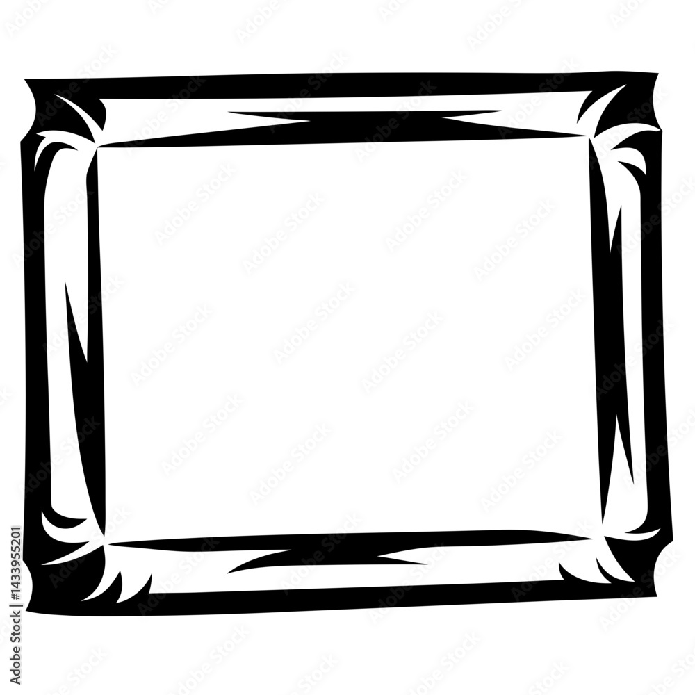 Poster abstract decorative picture frame with irregular corners and pointed details design