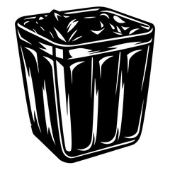 A monochrome illustration of a square container filled with abstract contents