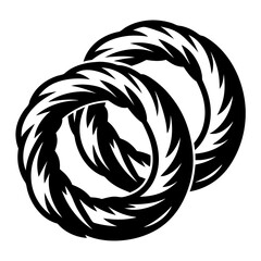 Circular interwoven pattern creates a symmetrical and visually appealing abstract design