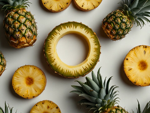 Creative Arrangement of Pineapple Slices - Powered by Adobe
