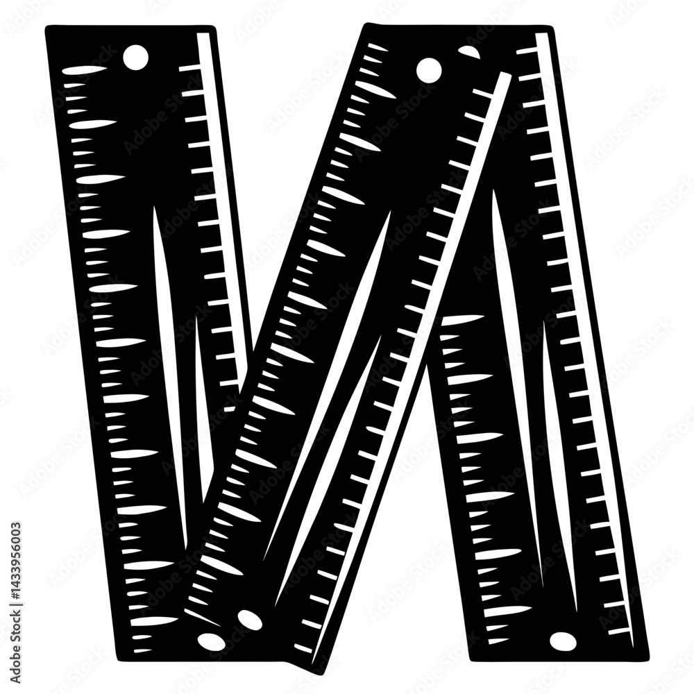 Poster abstract vector illustration of a folding ruler in the shape of a v