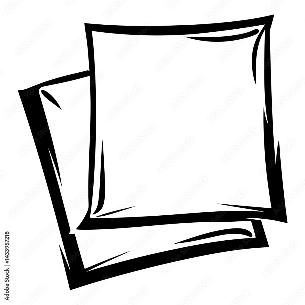 Poster abstract illustration of two overlapping squares with a bold outlined design