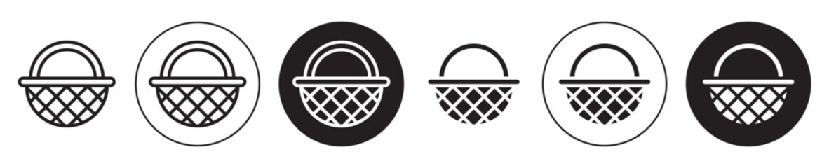 Wicker basket icon solid illustration, pictogram isolated on white design element.