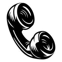 Retro telephone receiver illustration with bold black and white graphics