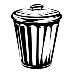 Monochrome Garbage Bin Icon for Recycling and Waste Management Concepts Design