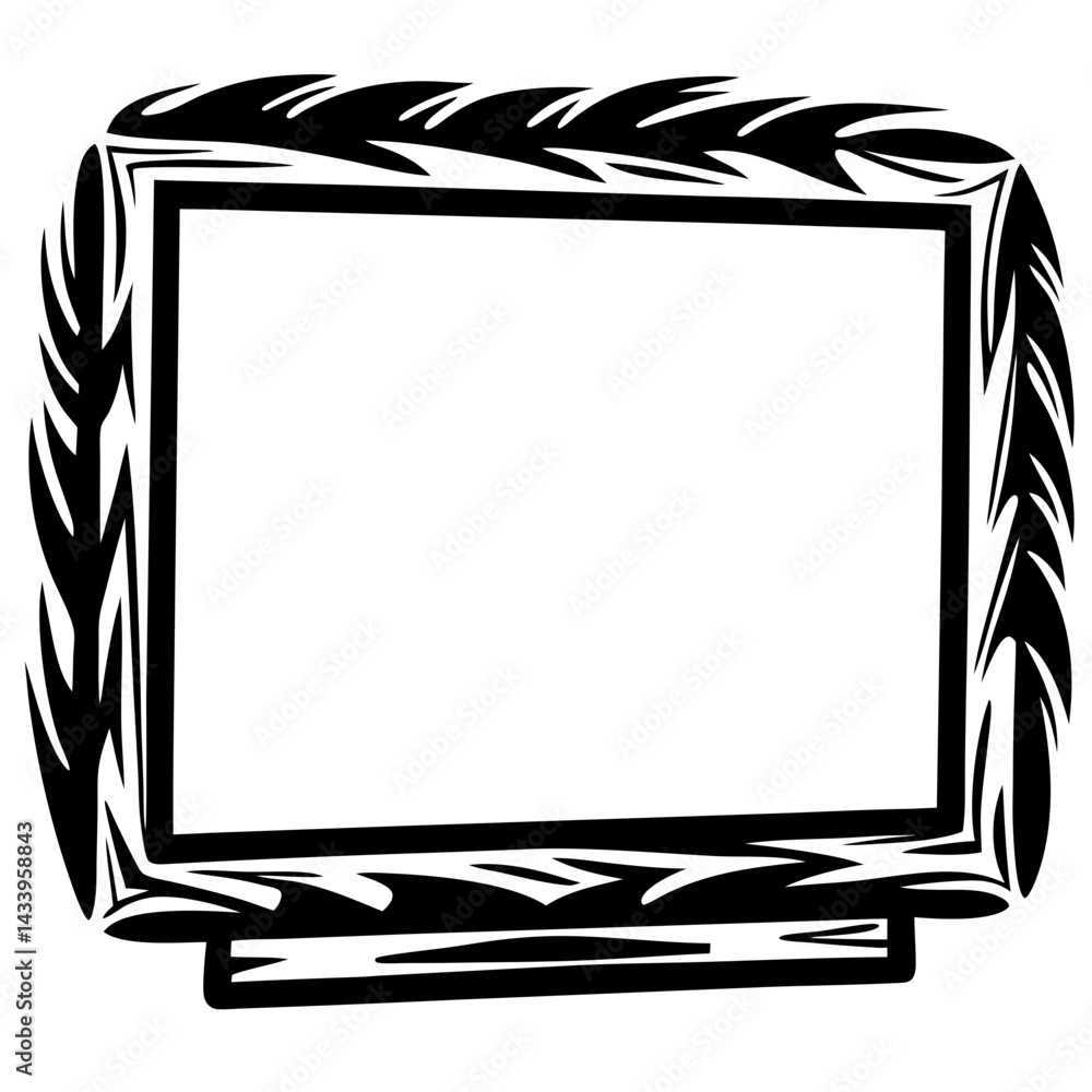 Poster abstract monochrome vector design of a framed drawing with simple lines