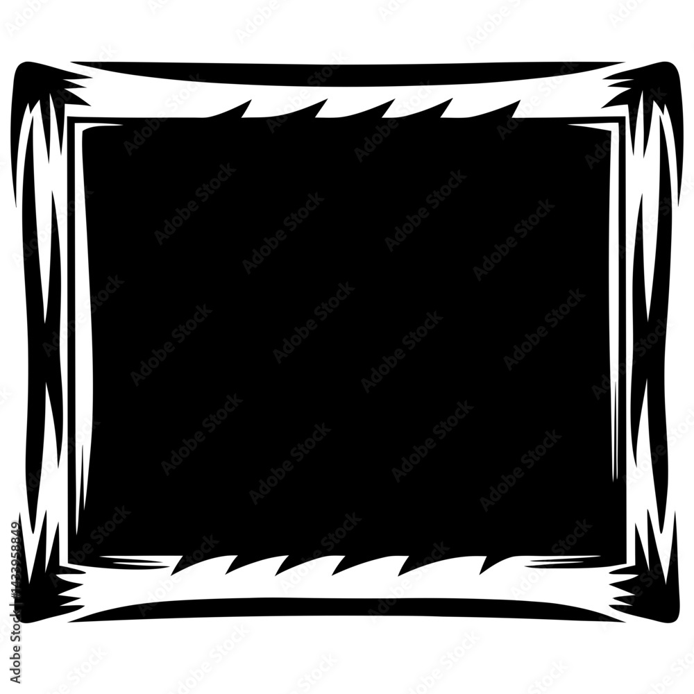 Poster dynamic black and white frame with jagged edges and sharp spikes