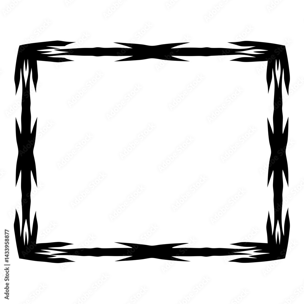 Poster abstract black and white frame with sharp edges and decorative design