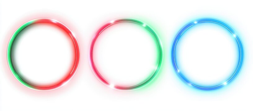 Three neon circles in red, green, and blue