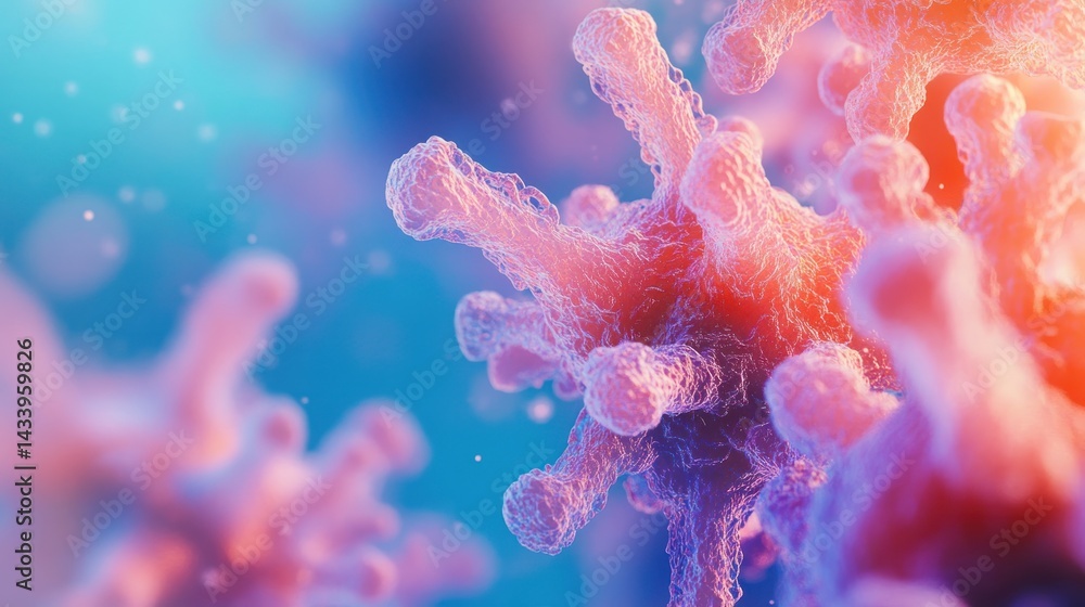 Aufkleber abstract representation of microscopic viruses with illuminated colors in a scientific background