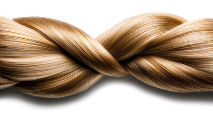 A silky strand of long blond hair is elegantly twisted into a smooth, intricate loop