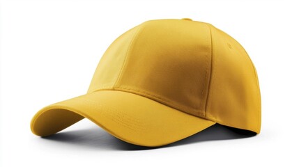 Fototapeta premium Yellow Cap Mockup on White Background. Generative AI