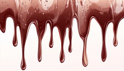 Rich Chocolate Melt Dripping Down in Smooth Motion with Beautiful Glossy Appearance and Refreshing Textures