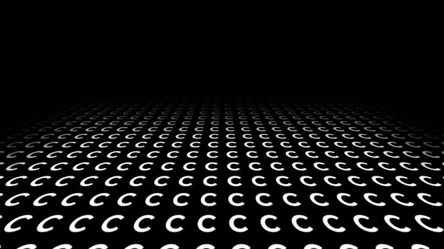retro futuristic background animation of space tunnel travel ship pov perspective movement of alphabeth letter C