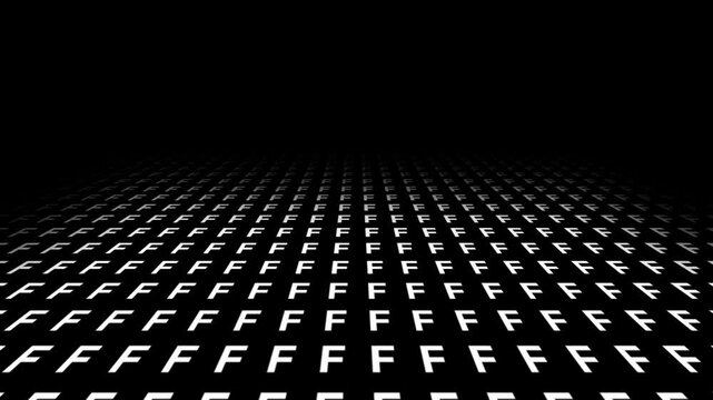 retro futuristic background animation of space tunnel travel ship pov perspective movement of alphabeth letter F