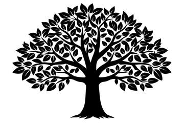 Vector Line Art Tree Illustration – Minimal Tree Clipart, Logo Icon Design on White Background