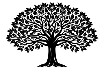 Naklejka premium Vector Line Art Tree Illustration – Minimal Tree Clipart, Logo Icon Design on White Background