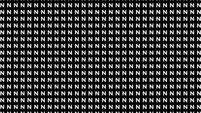 retro futuristic background animation vertical downward slow motion movement of alphabeth letter N in datum grid pattern order