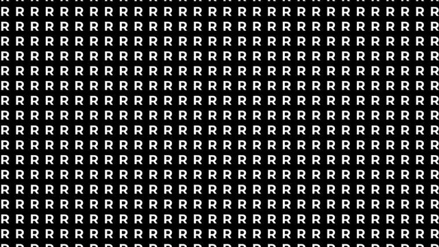 retro futuristic background animation vertical downward slow motion movement of alphabeth letter R in datum grid pattern order