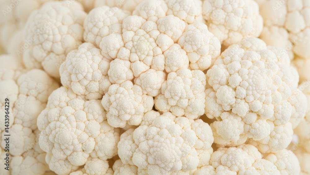 Poster A close-up view of several cauliflower florets, displaying their white color and textured surface.