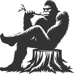 Black bigfoot vector silhouette